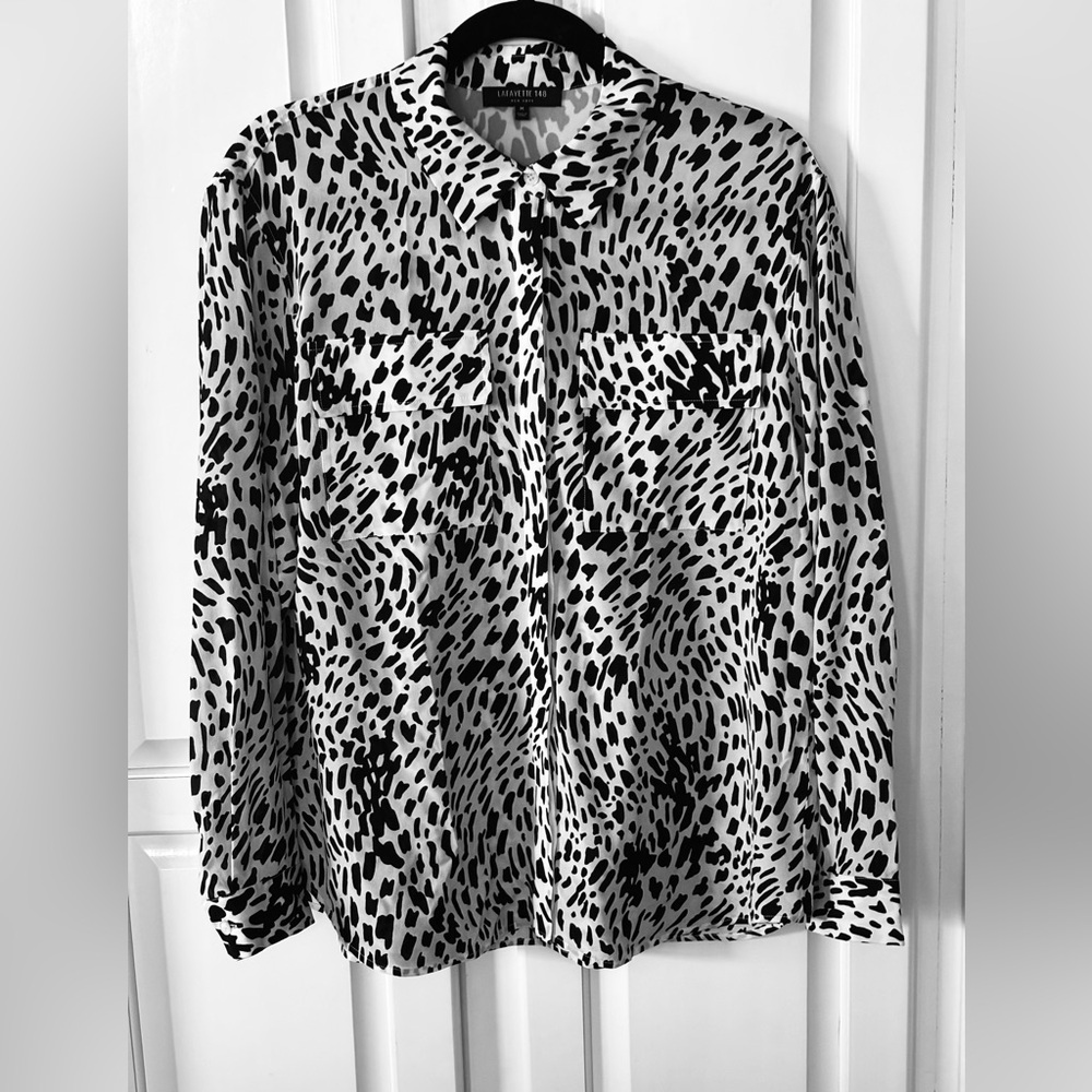 BRAND NEW!! Laffetye 148! Satin Black/White /Cheetah print w:silver detail S
